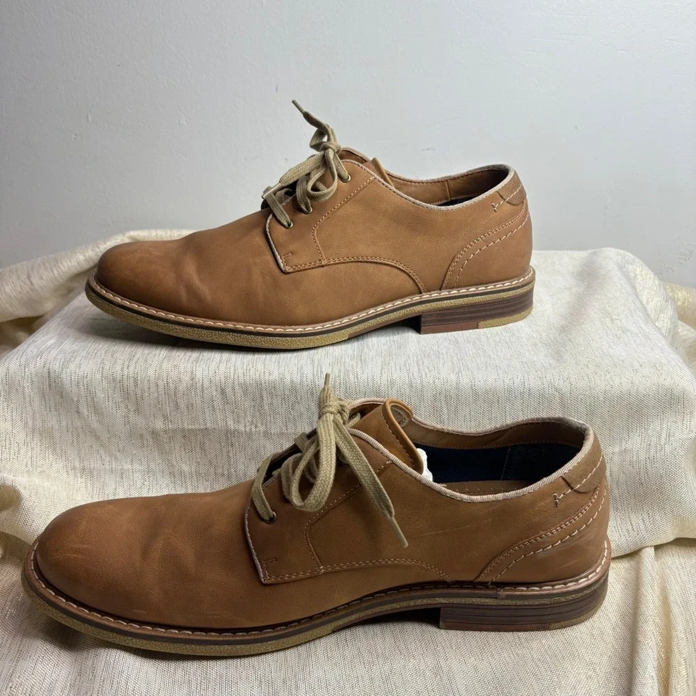 Dockers Mens Tan Leather Oxford Dress Shoes Lace Up Size 12M